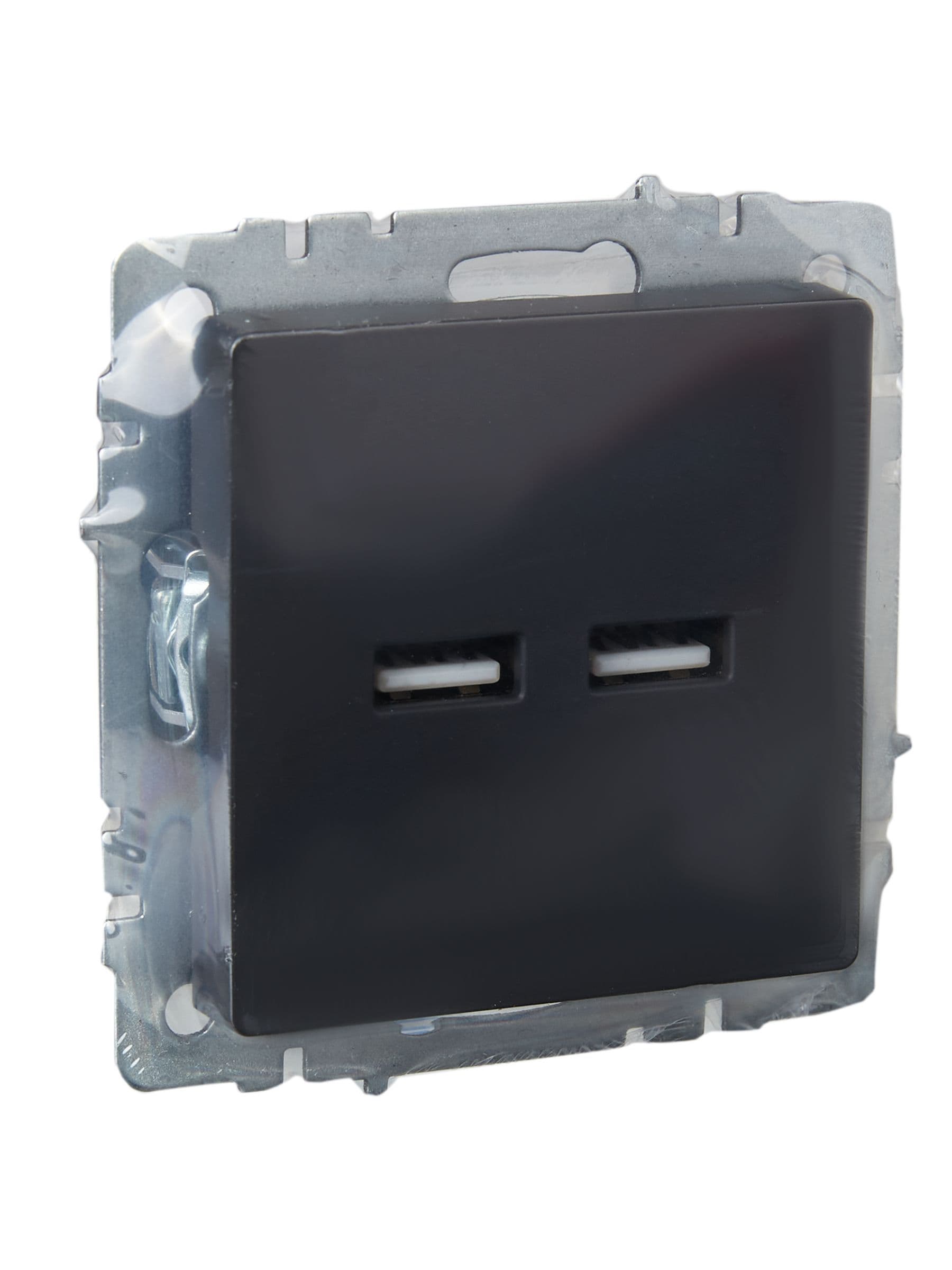 BRITE Розетка USB A+A 5В 3,1А РЮ10-1-БрГ графит IEK