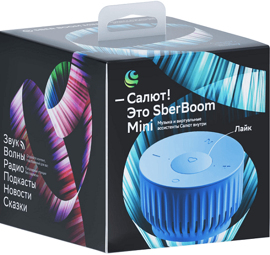 Колонка умная SberBoom Mini, цвет: Безоблачный голубой, 5Вт