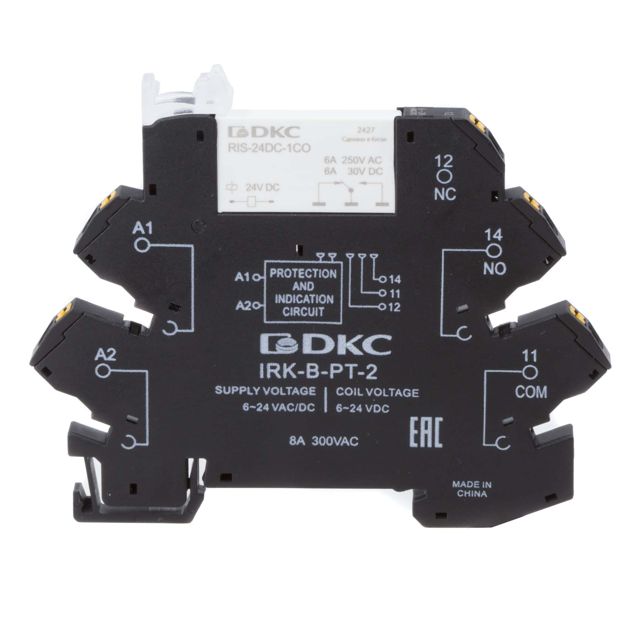 Реле интерфейсное, 1CO, коммутируемый ток 6 А, AgSnO, напряжение 24V AC/DC, push-in клеммы