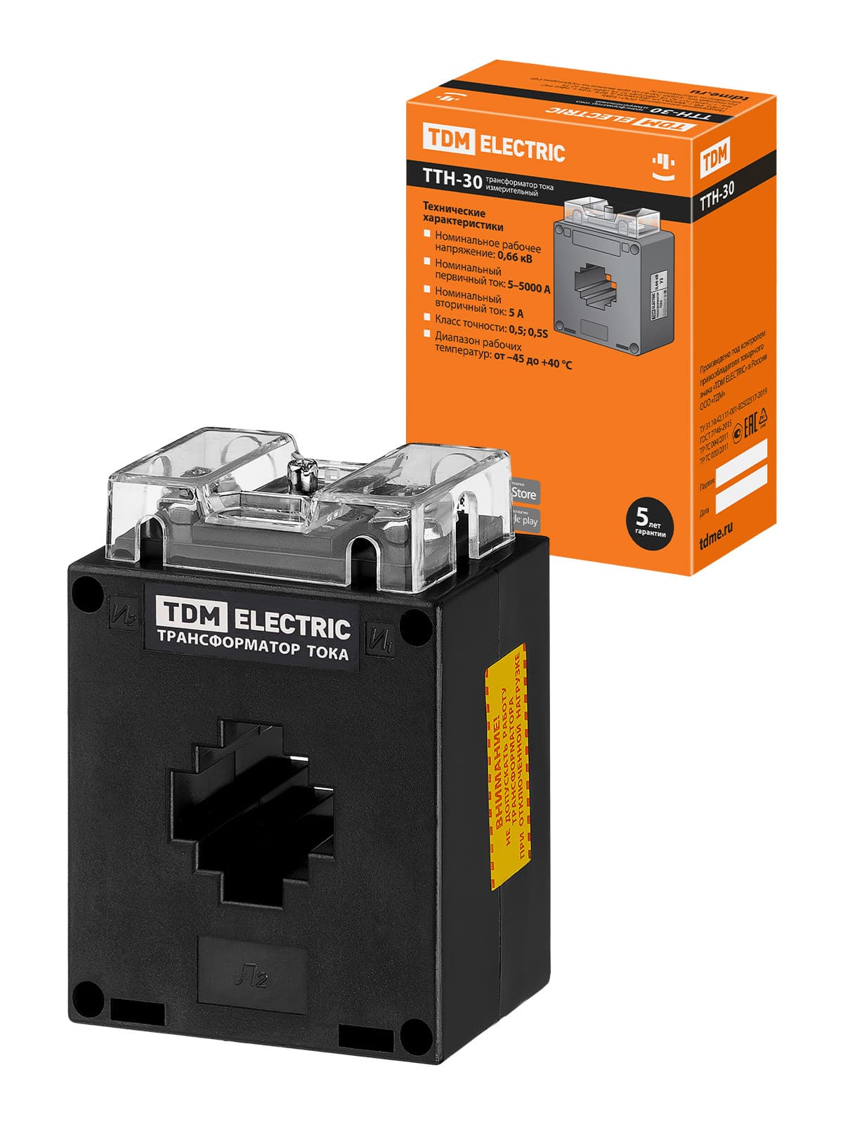 Трансформатор тока измерительный ТТН 30/250/5- 5VA/0,5-Р TDM