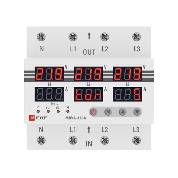 Реле напряжения и тока с дисплеем MRVA 63A