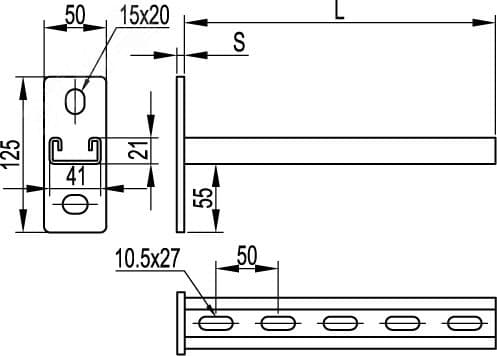 Кронштейн одиночный DBM 300 41х21 мм