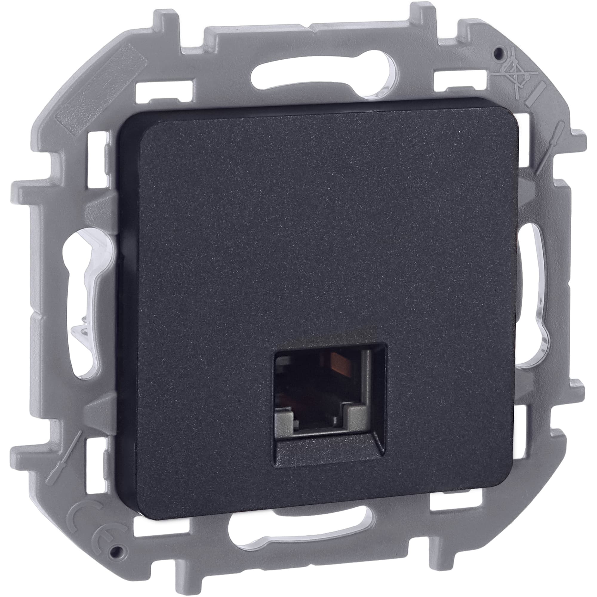 Розетка компьютерная RJ45 категория 6 UTP антрацит INSPIRIA