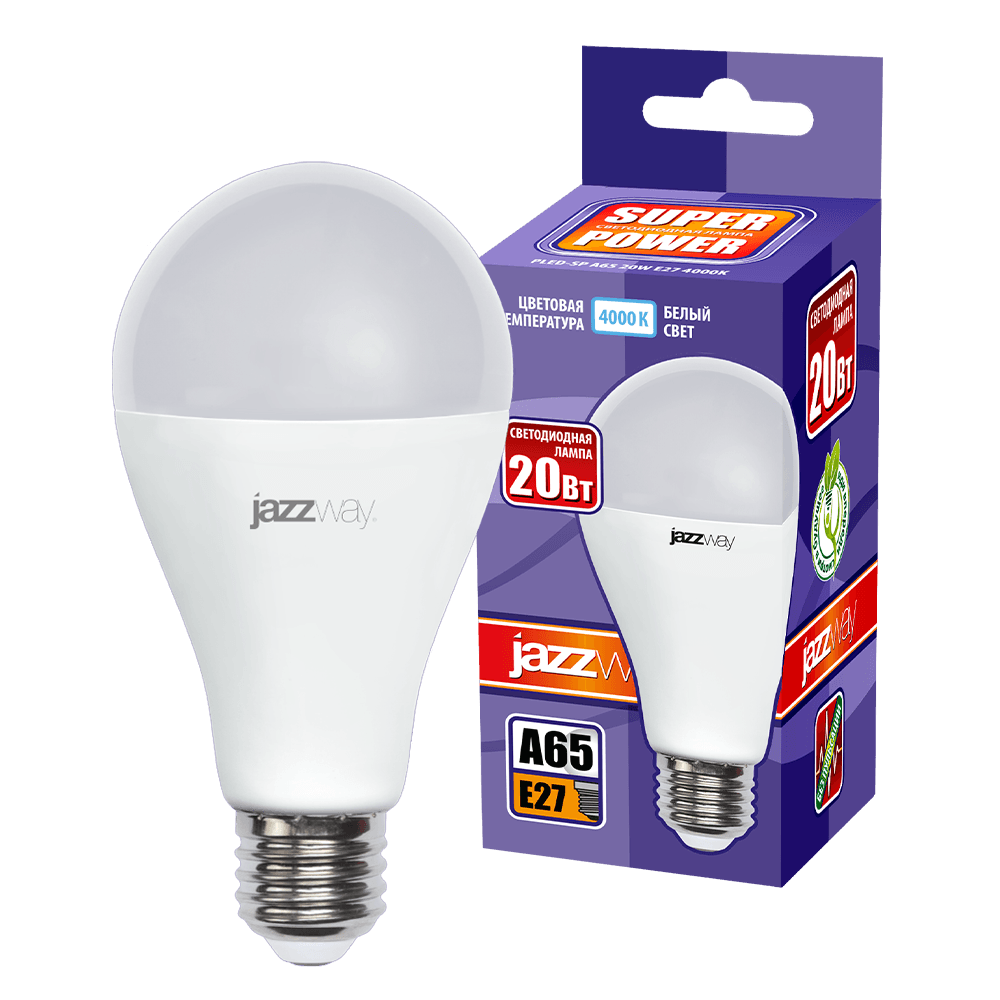 Лампа светодиодная LED 20w E27 4000K груша 230/50
