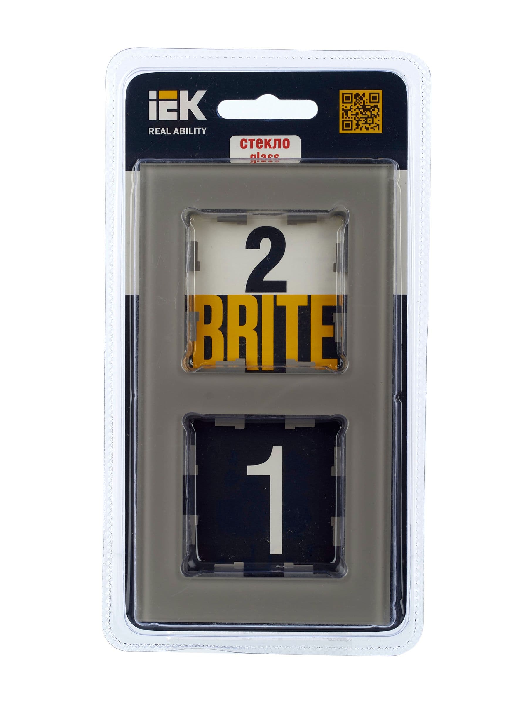 BRITE Рамка 2 -местная РУ-2-2-БрД стекло дымчатый IEK