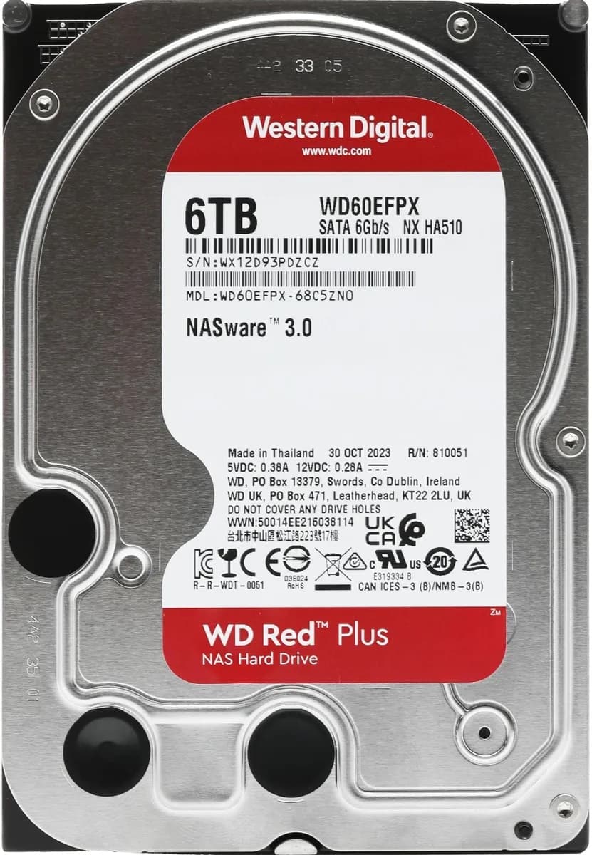 Жесткий диск 3.5'' 6 ТБ Red Plus, SATAIII, 5400 об/мин, 256 МБ