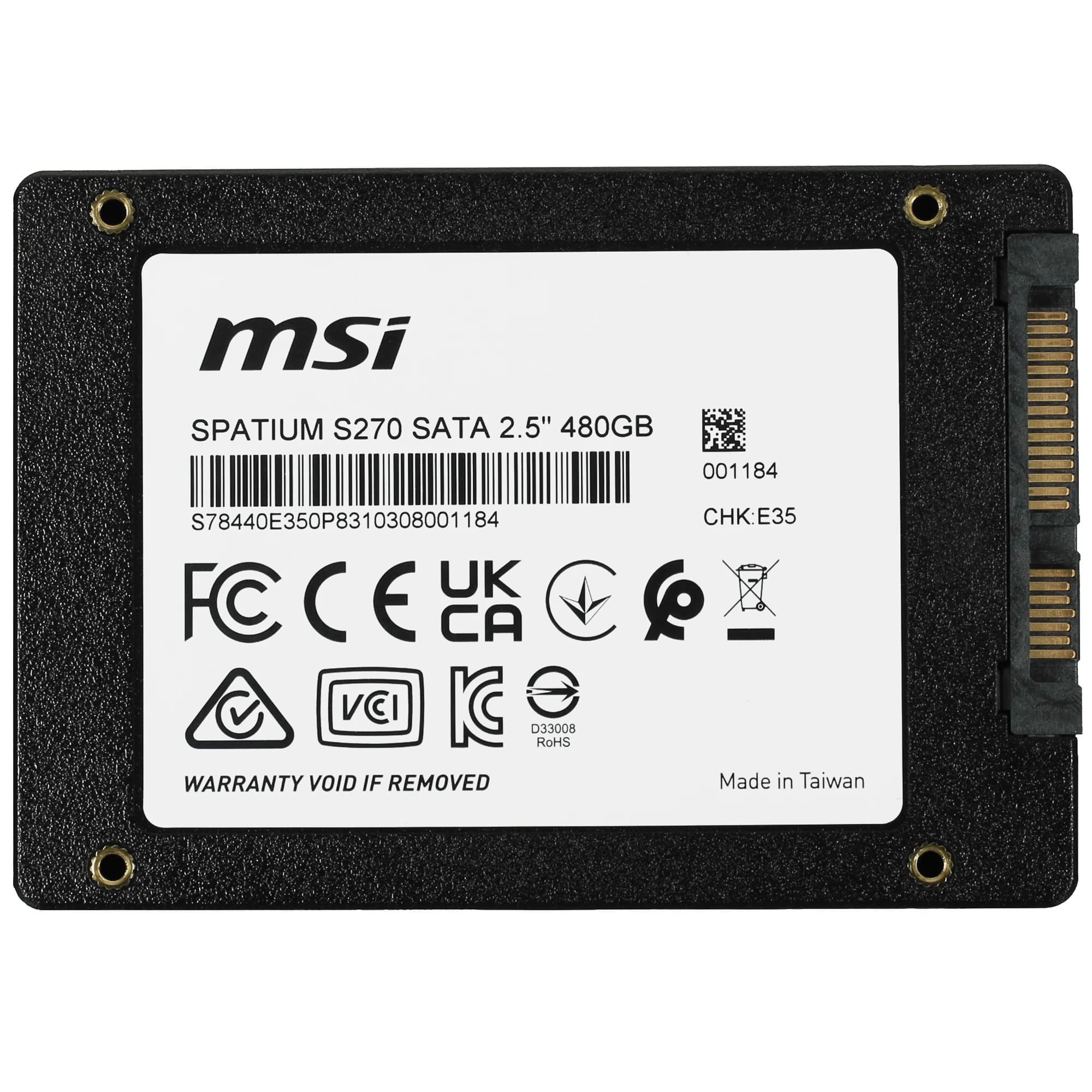 Накопитель SSD 2.5'' 480GB SPATIUM S270, SATAIII, 3D NAND, 500/450 Мб/с