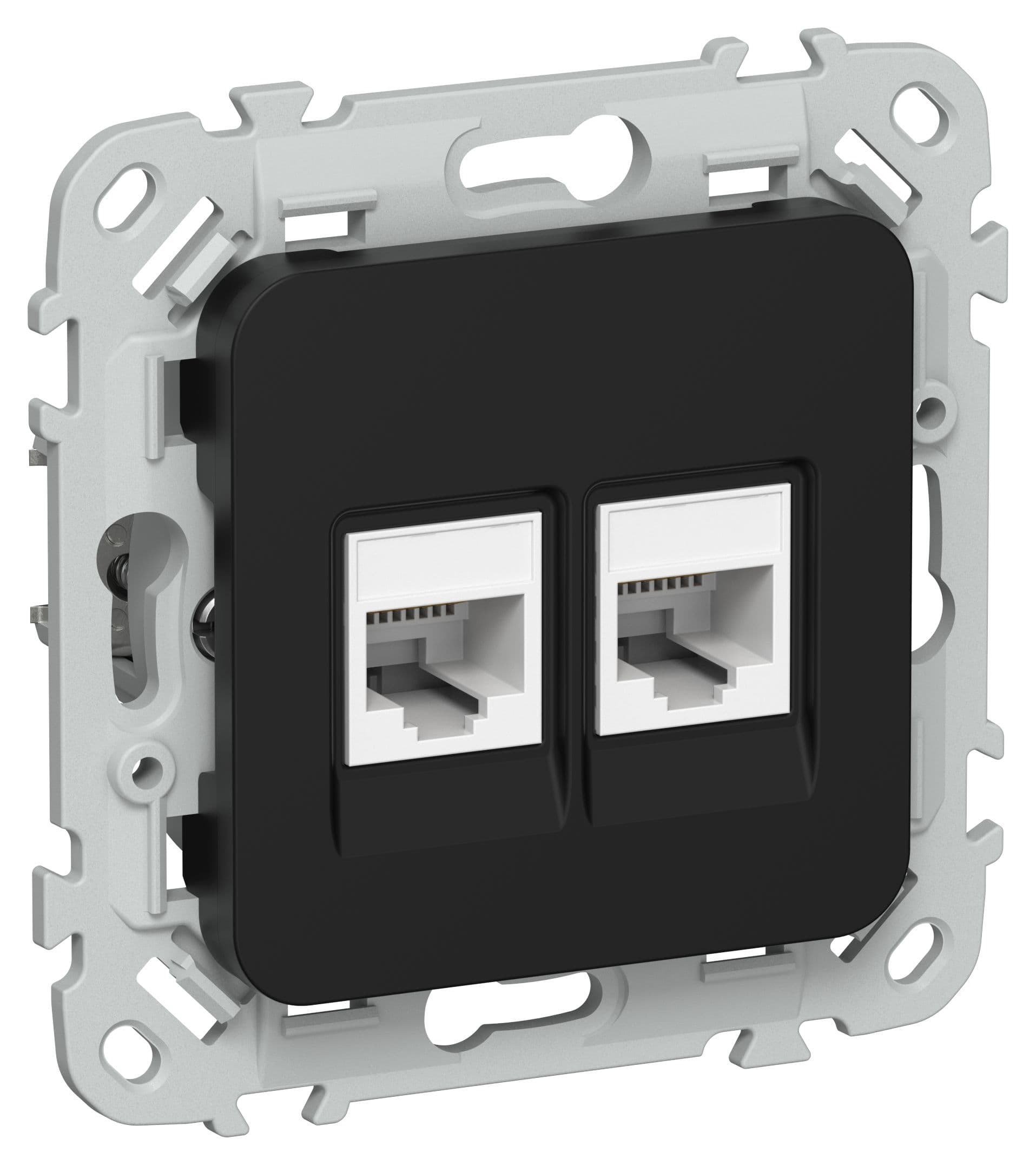 FLITE Розетка 2-местная RJ45/RJ11 категория 5Е/3 UTP РКТ5е/3-2-0-ФлЧ черный IEK