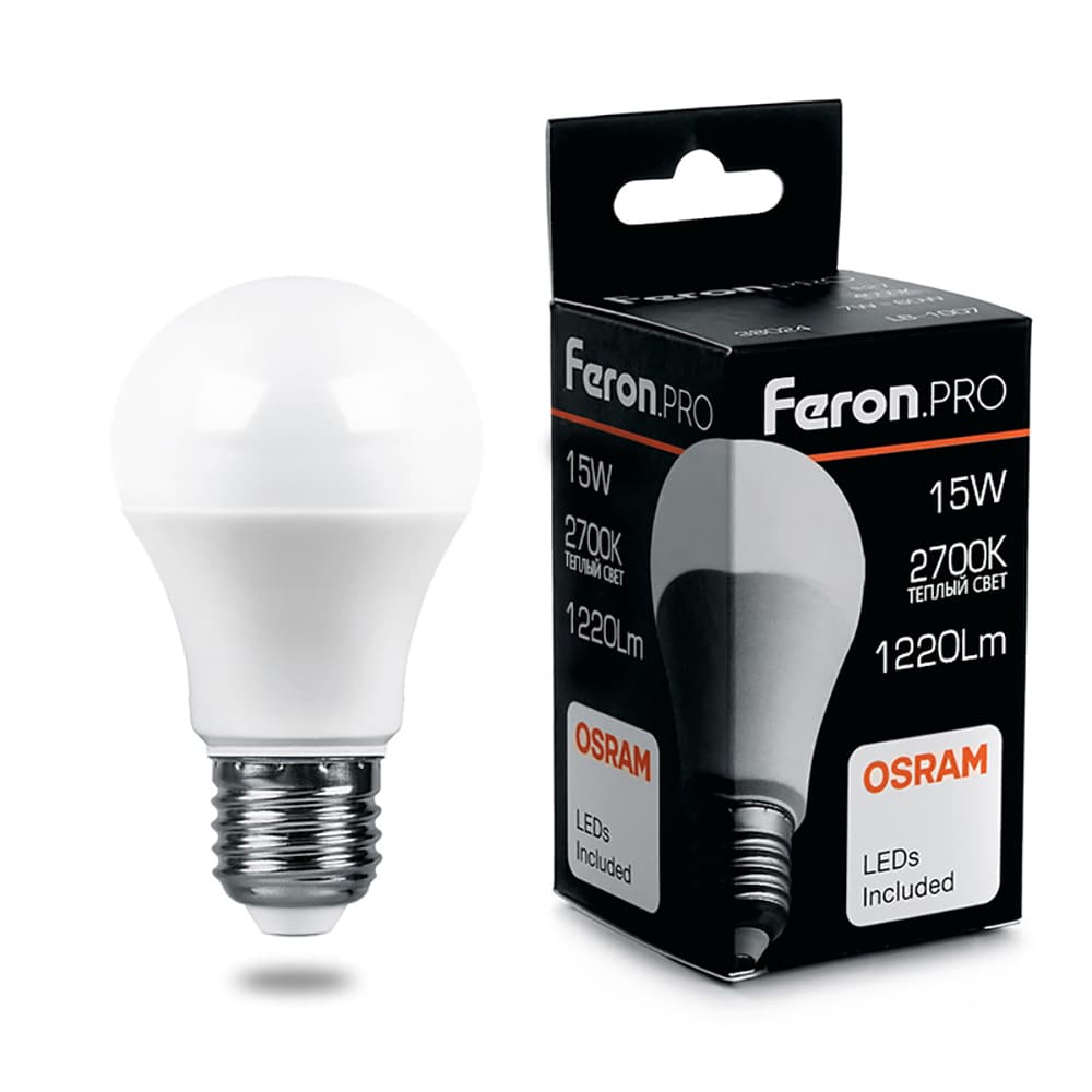 Лампа светодиодная LED 15вт Е27 теплый .PRO
