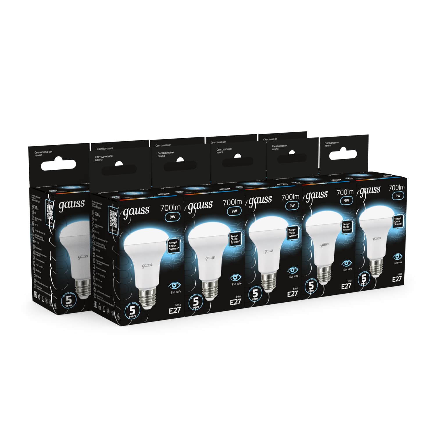 Лампа светодиодная LED 9 Вт 700 лм 4100К грибок R63 нейтральный E27 AC 220В Black