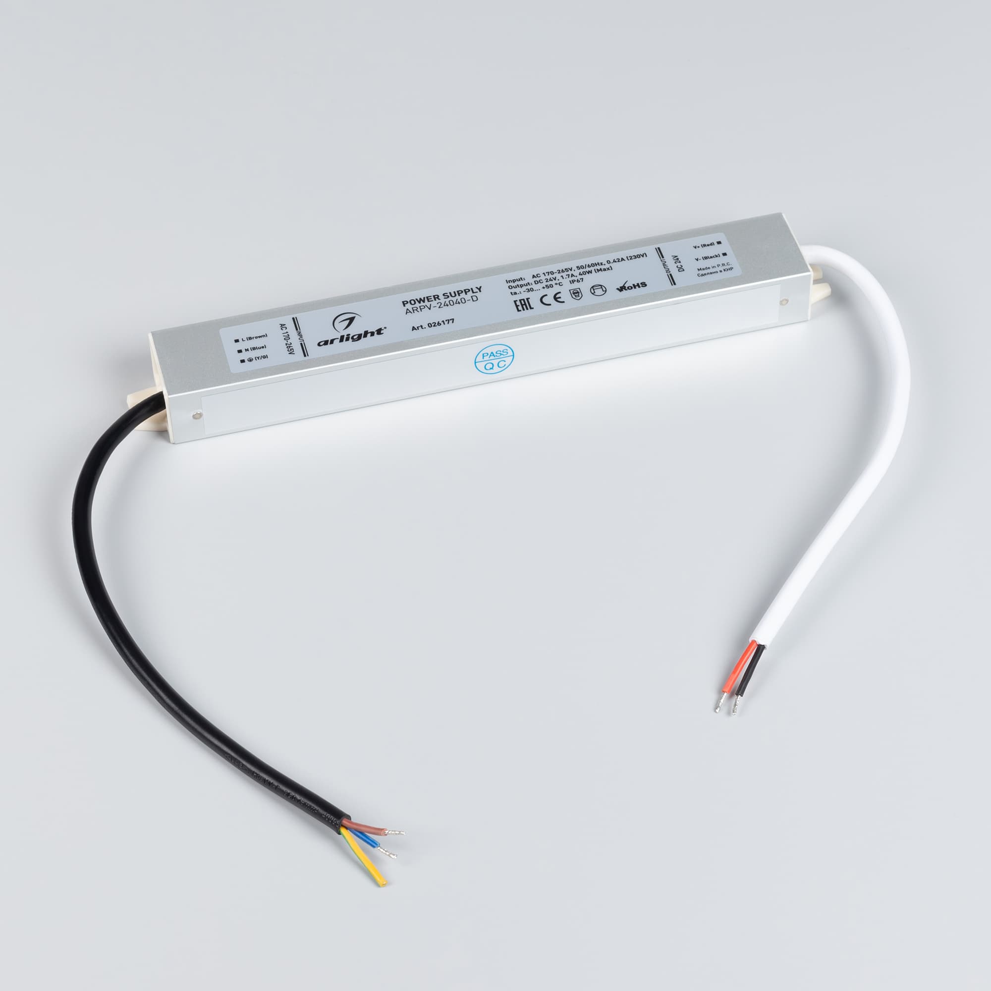 Блок питания ARPV-24040-D (24V, 1.7A, 40W) (ARL, IP67 Металл, 3 года)