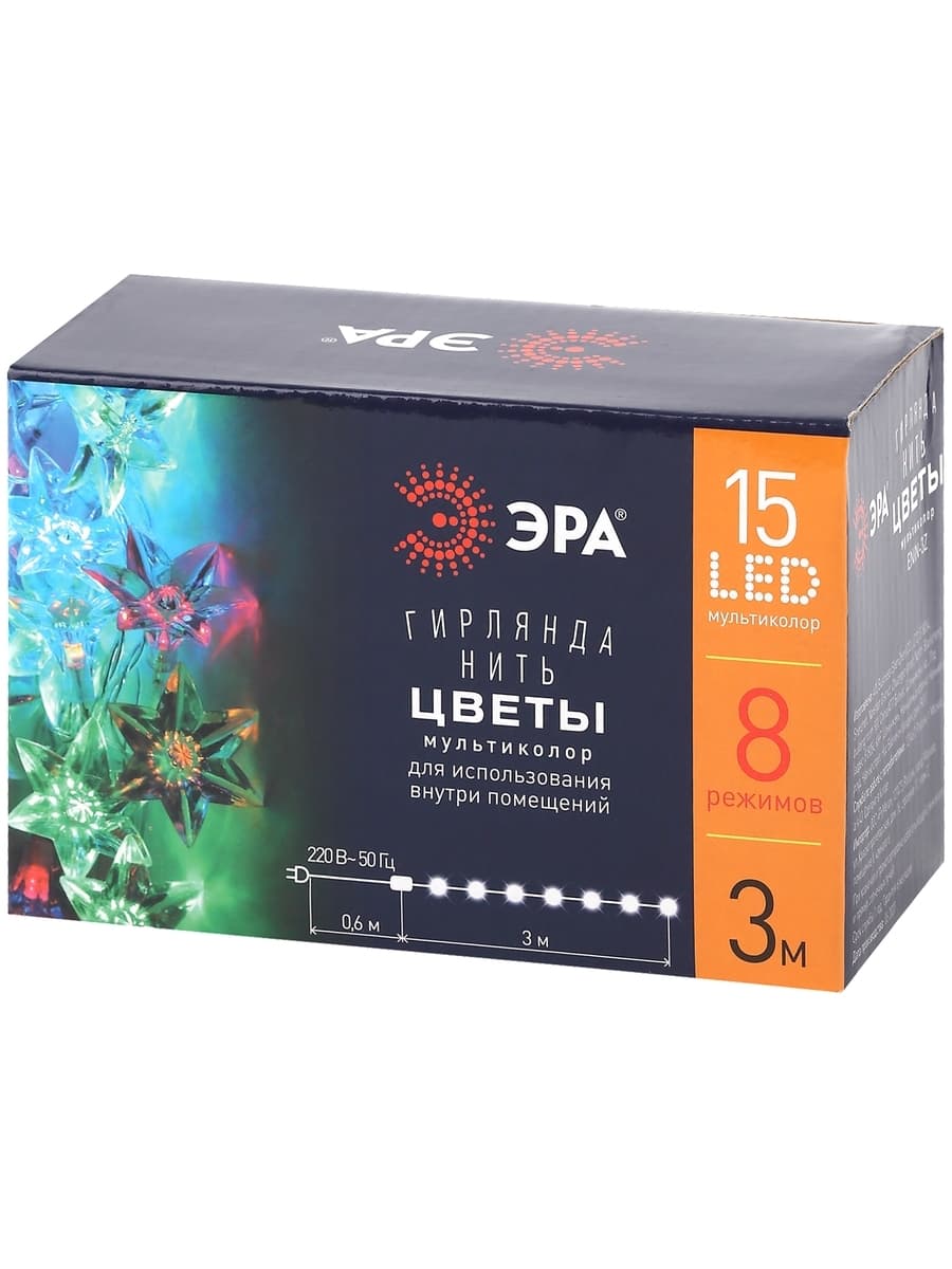 ENIN-3Z Гирлянда LED Нить Цветы 3 м мультиколор, 220V, IP20 (36/864)