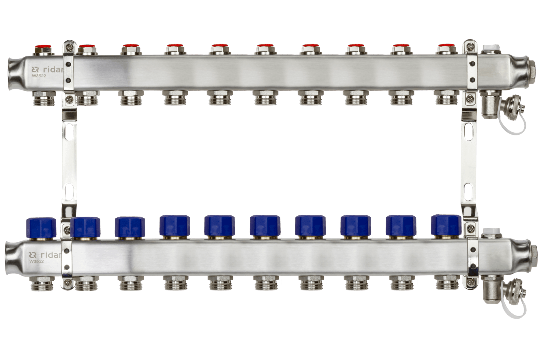 Коллекторная группа SSM-10R set 10 контуров 1'X3/4' с термостатическими клапанами и кронштейнами