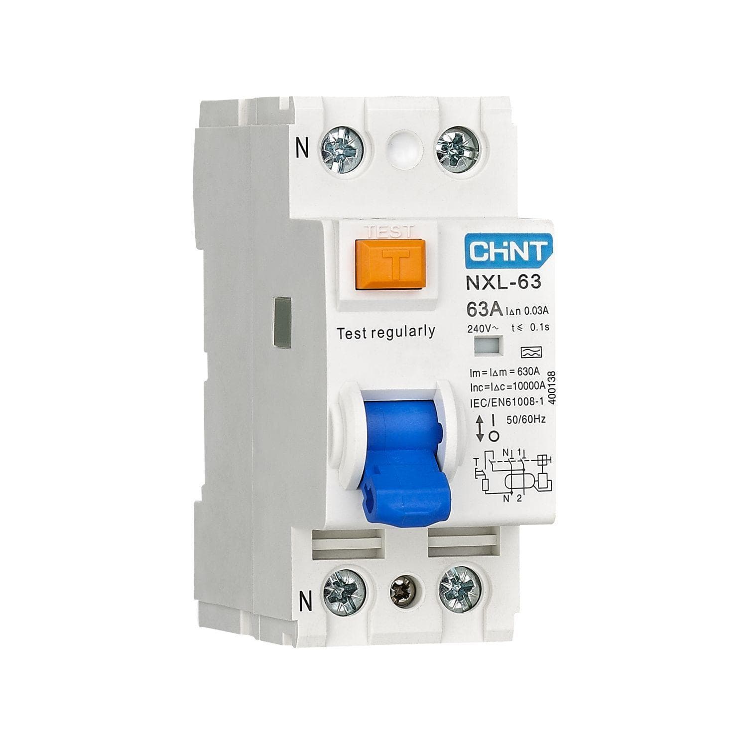 Выключатель дифференциального тока NXL-63 2P 63А 30мА 6кА тип AC AX (R)