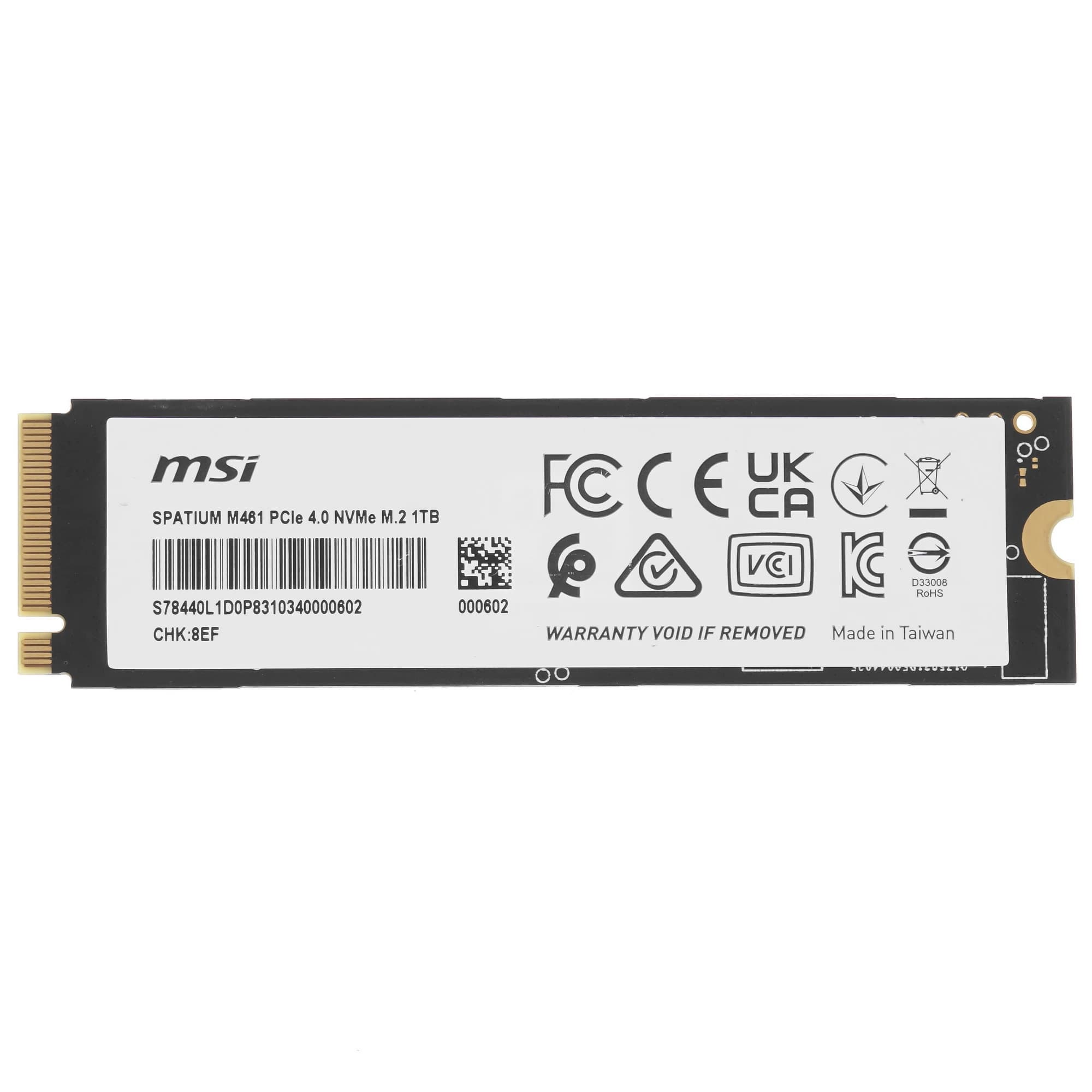 Накопитель SSD M.2 2280 1ТБ SPATIUM M461, NVMe, 3DNAND, 3600/3000 Мб/с