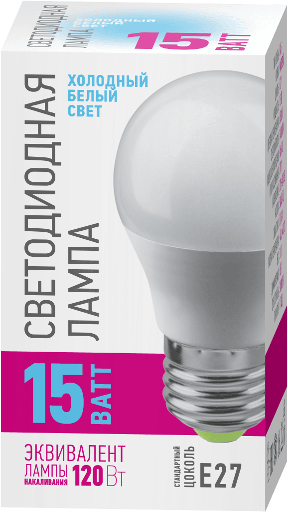 Лампа светодиодная 15 Вт OLL-G45-15-230-6.5K-E27-PROMO