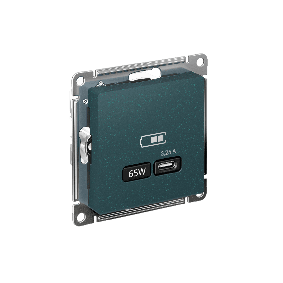 ATLASDESIGN USB розетка тип-С 65Вт высокоскор.заряд. QC, PD, механизм, изумруд