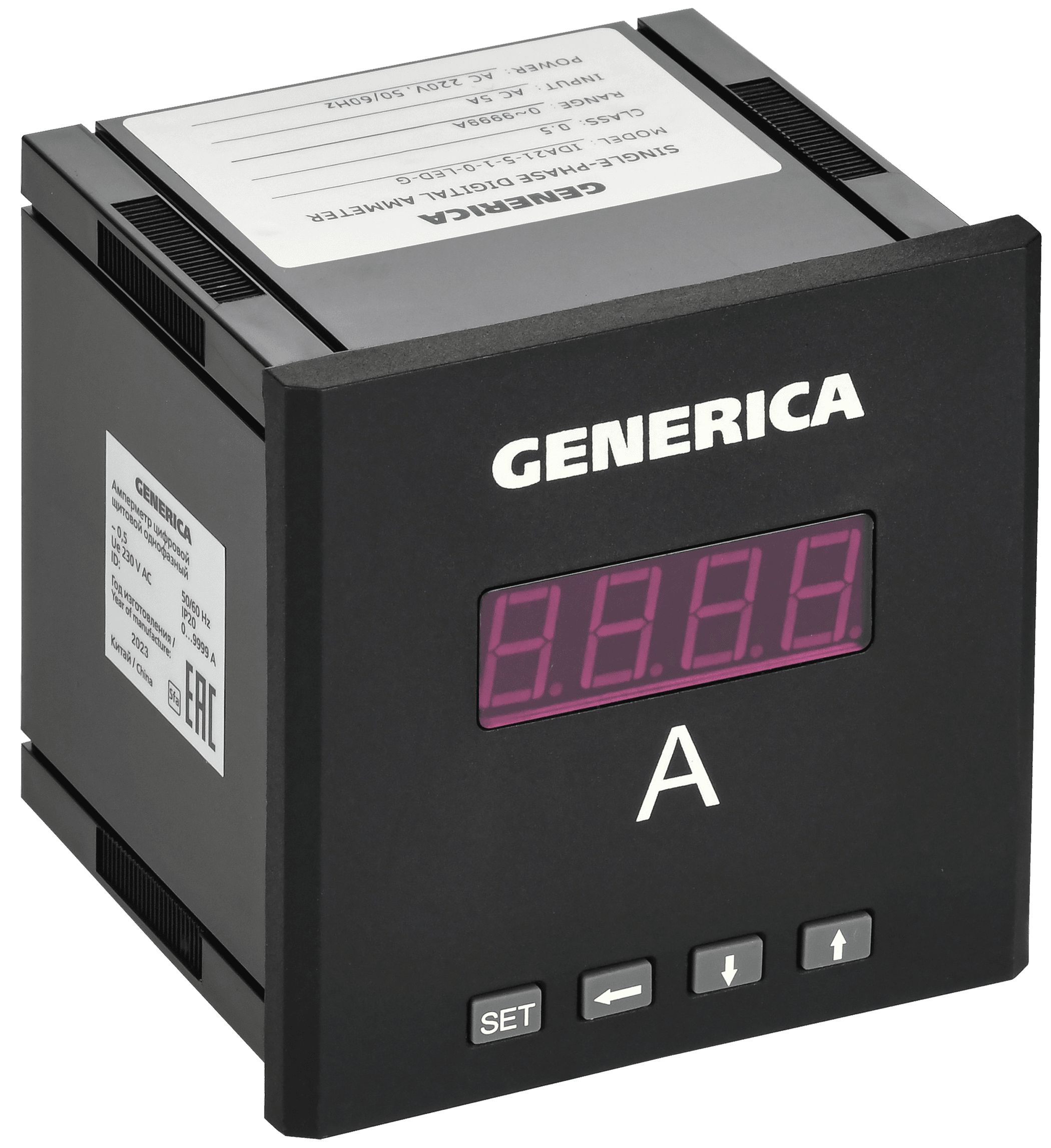 Амперметр цифровой щитовой однофазный 96х96 мм LED GENERICA