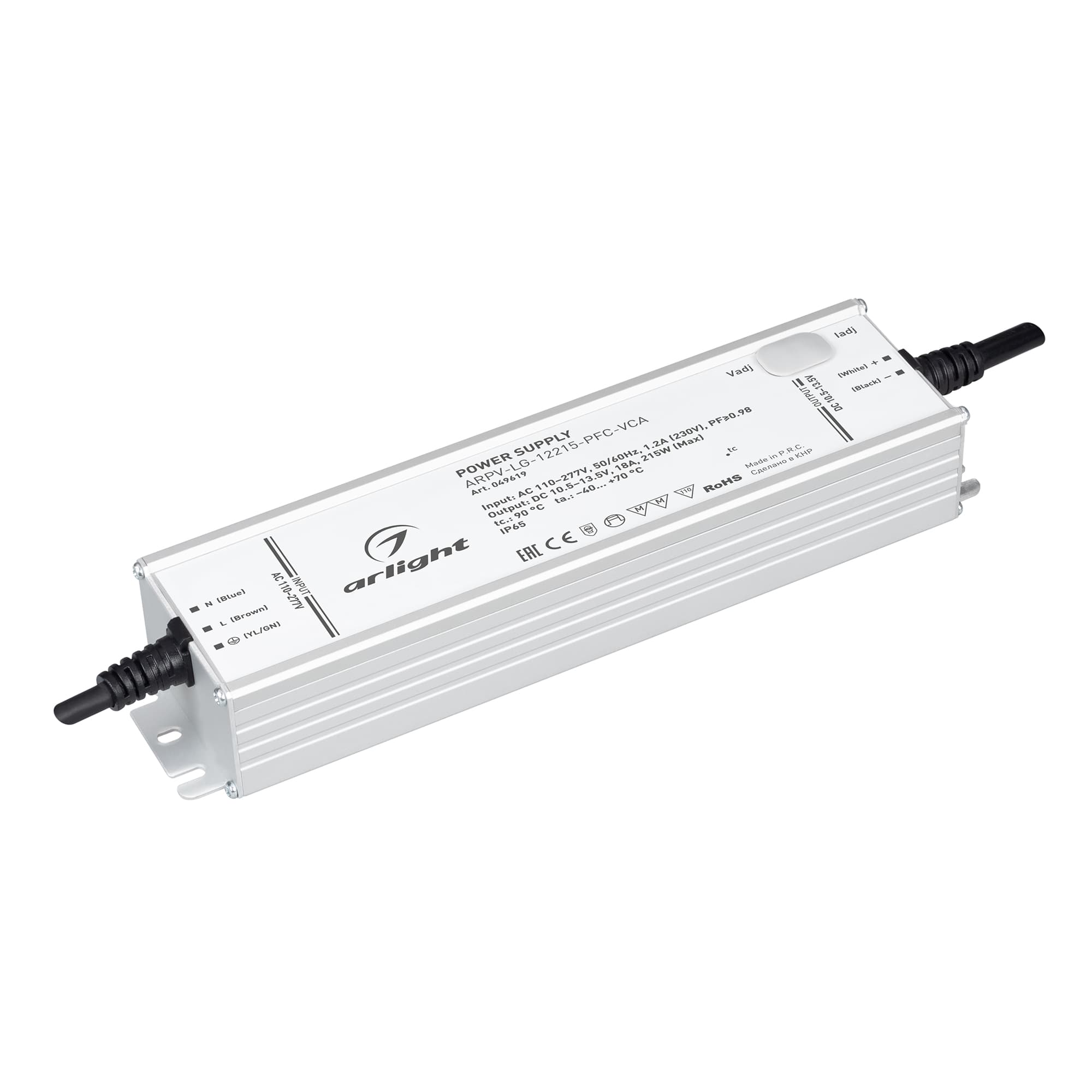 Блок питания ARPV-LG-12215-PFC-VCA (10.5-13.5V, 18A, 215W) (IP65 Металл, 5 лет)