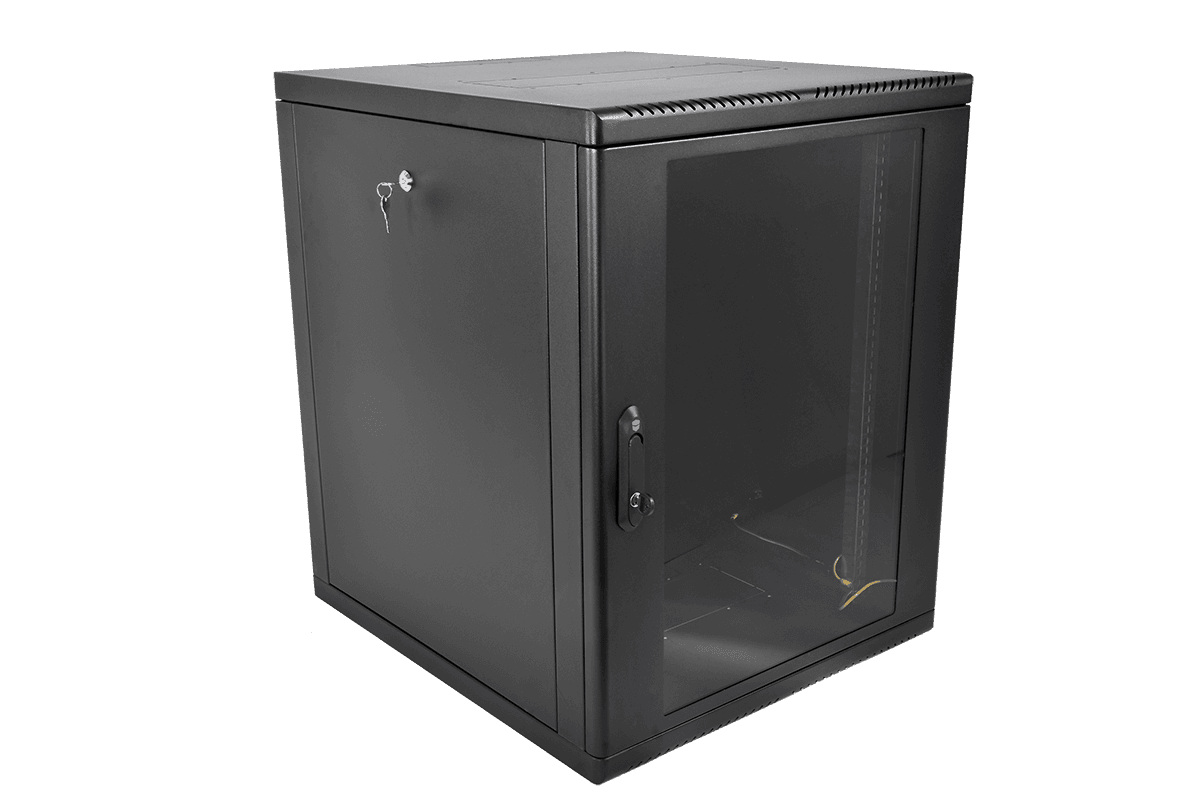 Шкаф 19'' телеком навесной разборный 12U (600 х 520) съемные стенки, дверь стекло, чёрный