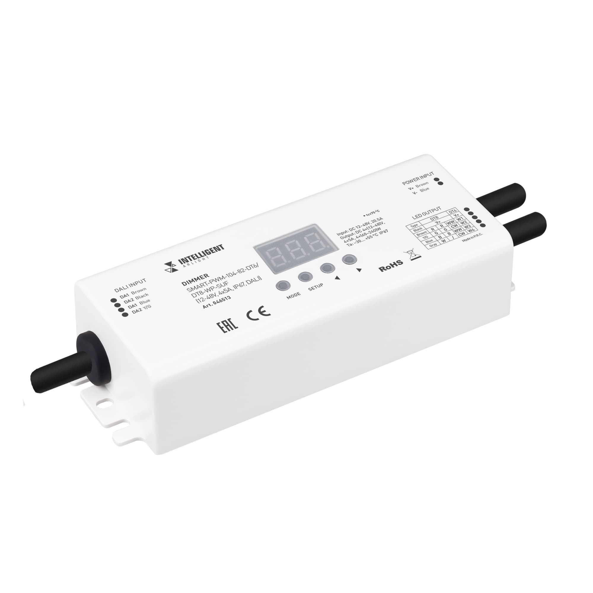 Диммер INTELLIGENT SMART-PWM-104-82-DT6/DT8-WP-SUF (12-48V, 4x5A, IP67, DALI) (IARL, IP20 пластик, 5 лет)