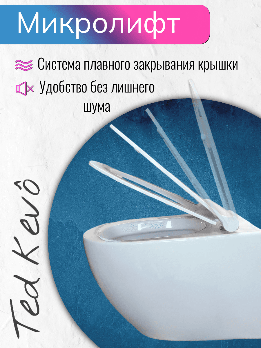 Унитаз подвесной Ted Kevo TK-2196 безободковый с микролифтом
