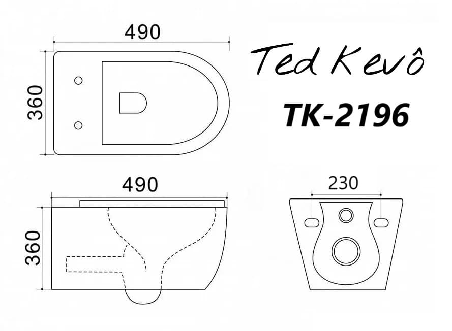 Унитаз подвесной Ted Kevo TK-2196 безободковый с микролифтом