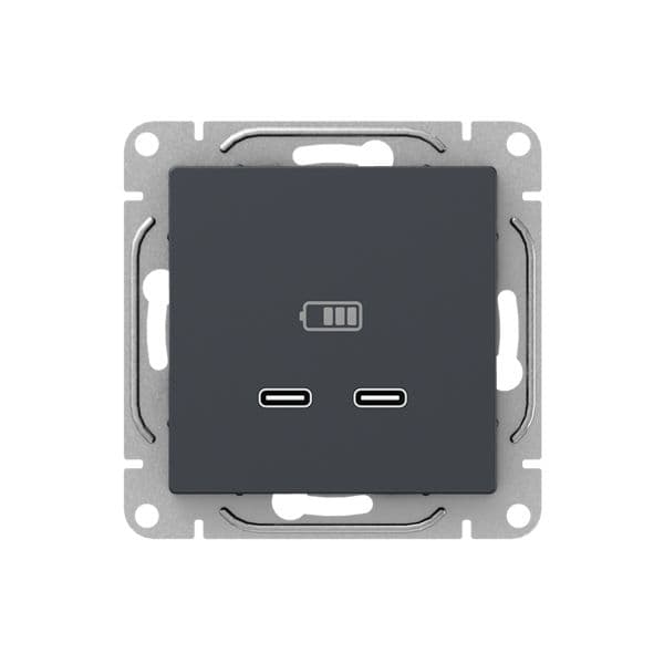 Механизм розетки USB-C - 2шт  графит Эпика EKF