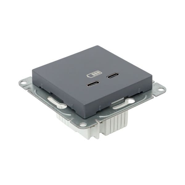 Механизм розетки USB-C - 2шт  графит Эпика EKF