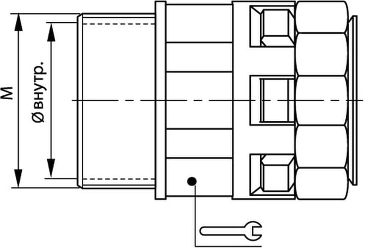 Монтажный комплект муфта труба-коробка DN 48 мм, М63х1,5, полиамид, цвет черный