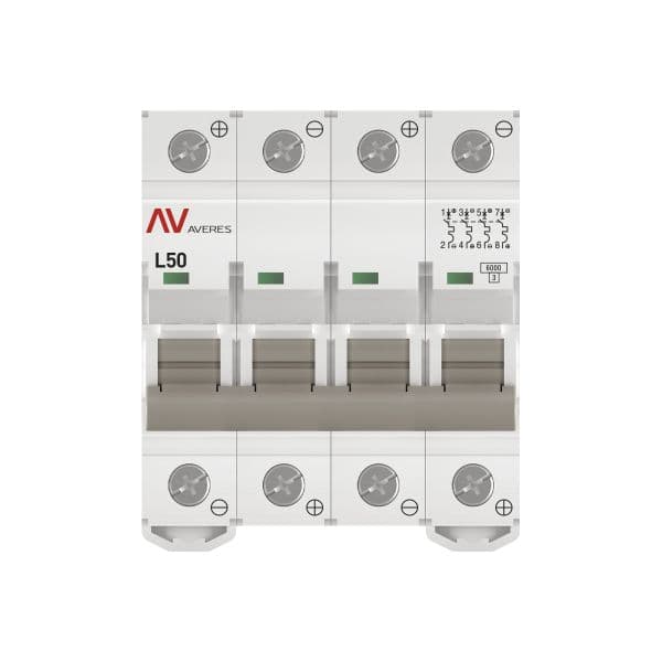 Выключатель автоматический AV-6 DC 4P 50A (L) 6kA AVERES