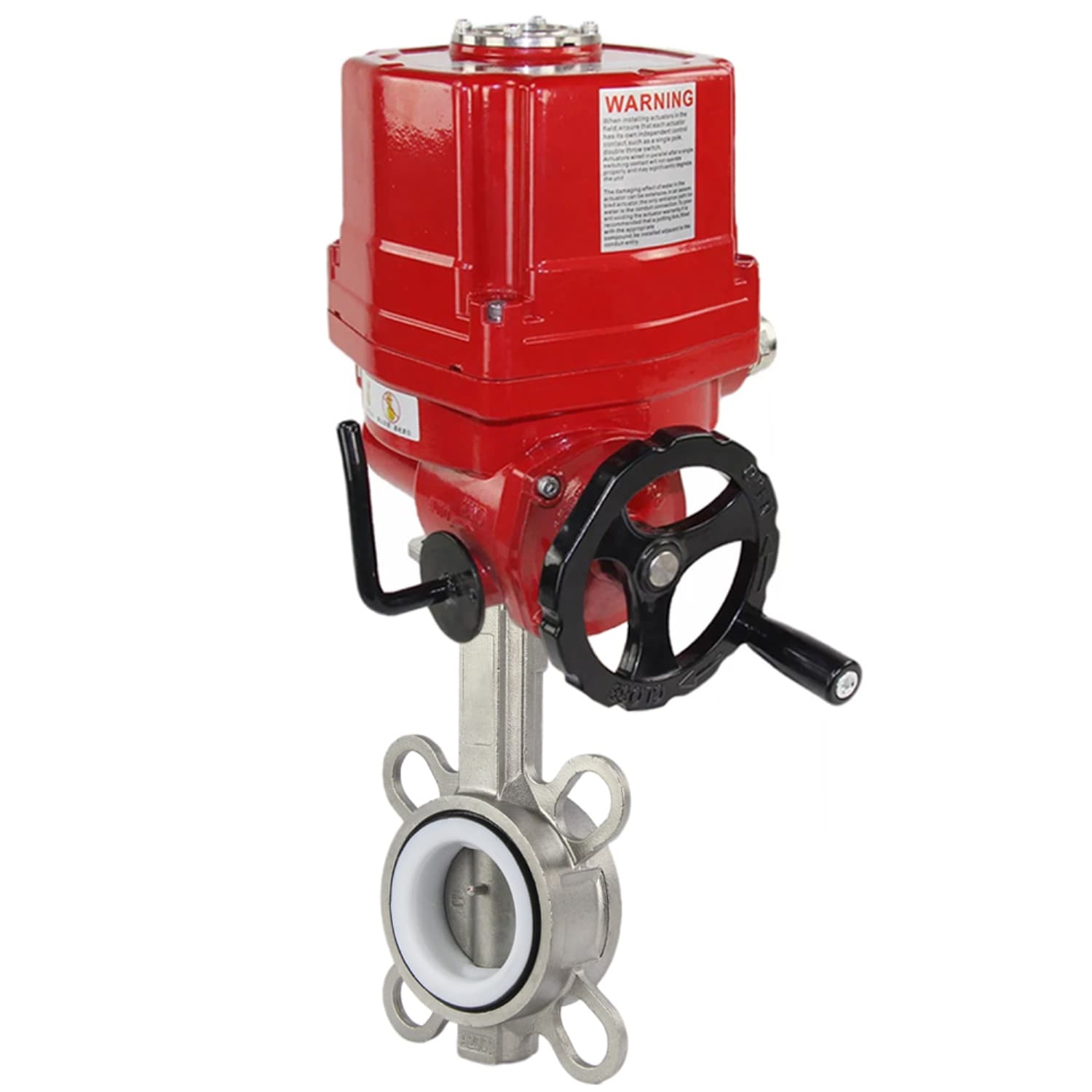 Затвор дисковый поворотный 316L-316L-PTFE Ду50 Ру16, корпус и диск нержавеющая сталь 316L, уплотнение PTFE, с электроприводом EX-010 220В