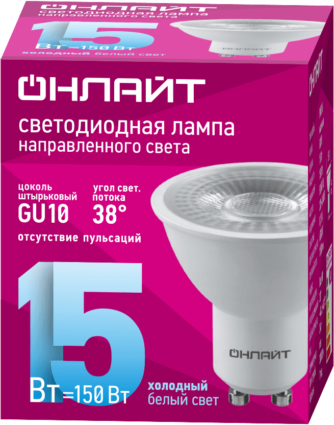 Лампа светодиодная 15Вт OLL-PAR16-15-230-6.5K-GU10-38D