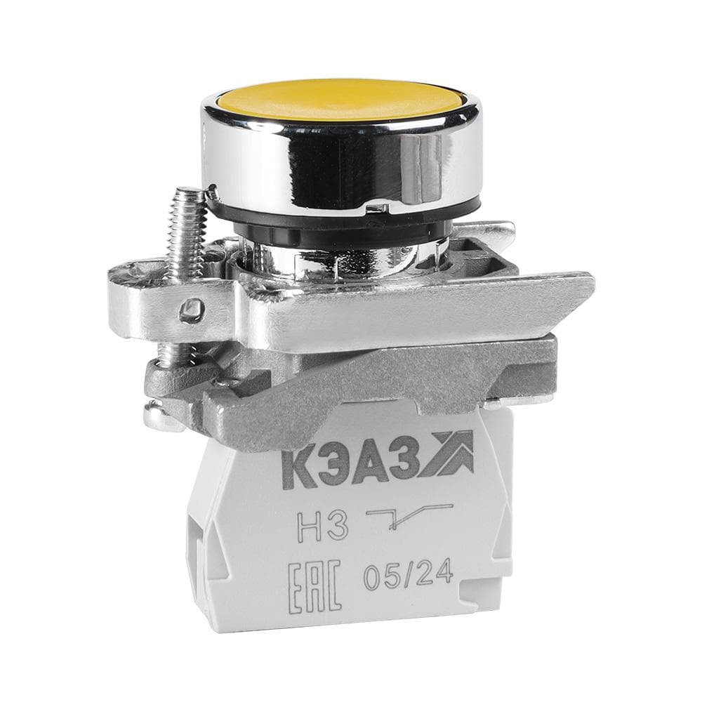 Кнопка КМЕ4110мС-желтый-1но+0нз-цилиндр-IP40
