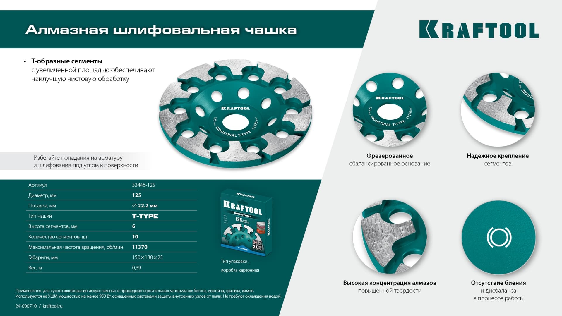 Чашка алмазная сегментная, T-Type, INDUSTRIAL, 125 мм