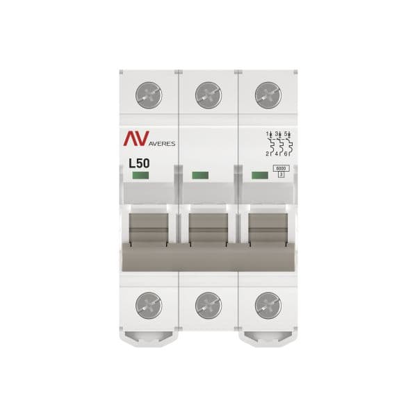 Выключатель автоматический AV-6 3P 50A (L) 6kA AVERES