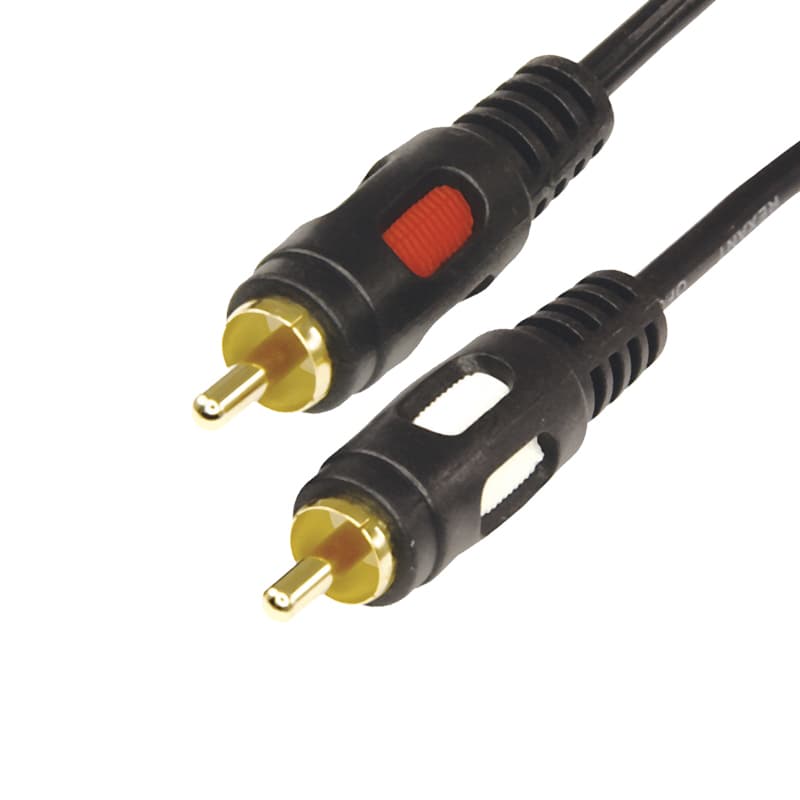 Шнур 2 RCA - 2 RCA, 5 м., черный GOLD