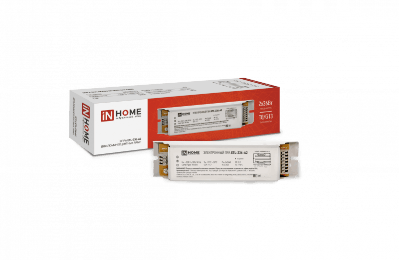 ЭПРА для люминесцентных ламп ETL-236-А2 2х36Вт Т8/G13 IN HOME
