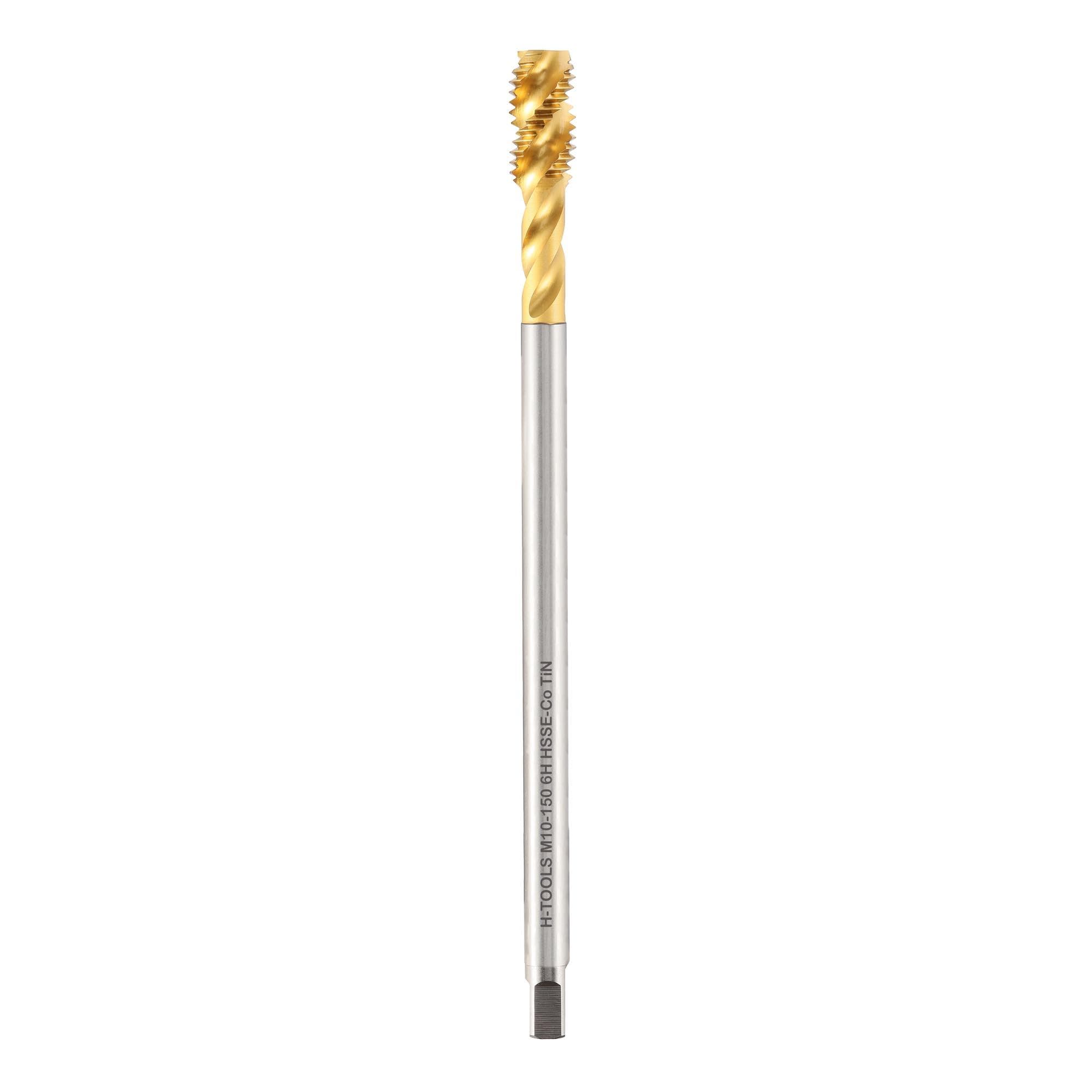Метчик удлиненный винтовой М10х1,5 HSSE-TiN 6h C/2-3P R45 150мм a=5,5