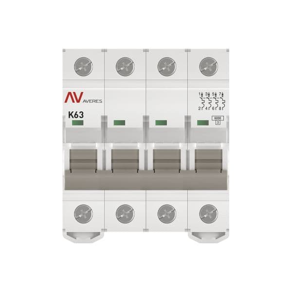 Выключатель автоматический AV-6 4P 63A (K) 6kA AVERES