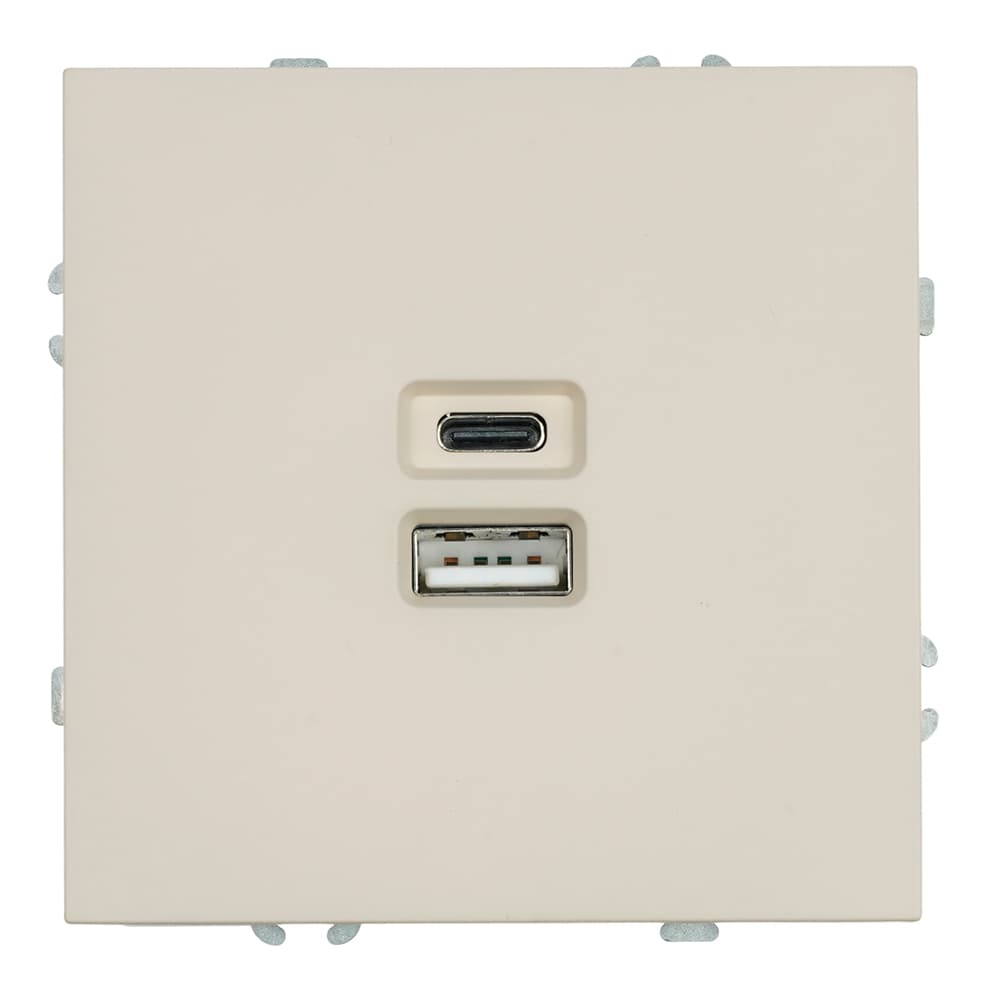 Розетка 2-местная USB + Type C (механизм) 250В 20W кашемир soft touch серия Эмили STEKKER