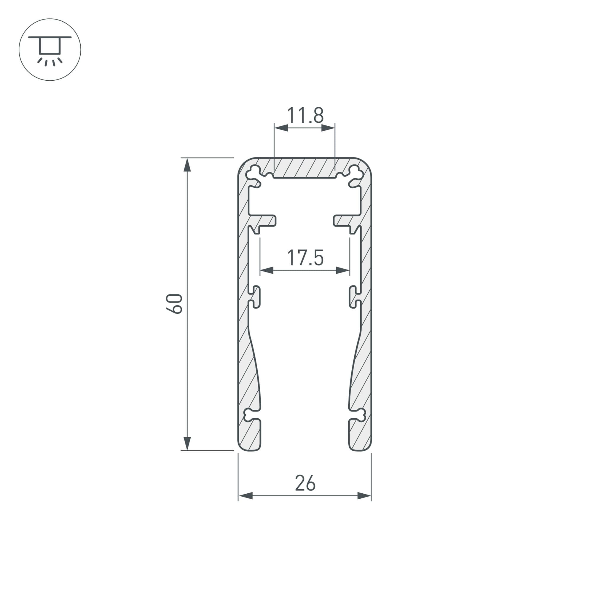 Профиль ALU-HANDRAIL-2000 FOR GLASS 17.5 (Алюминий)