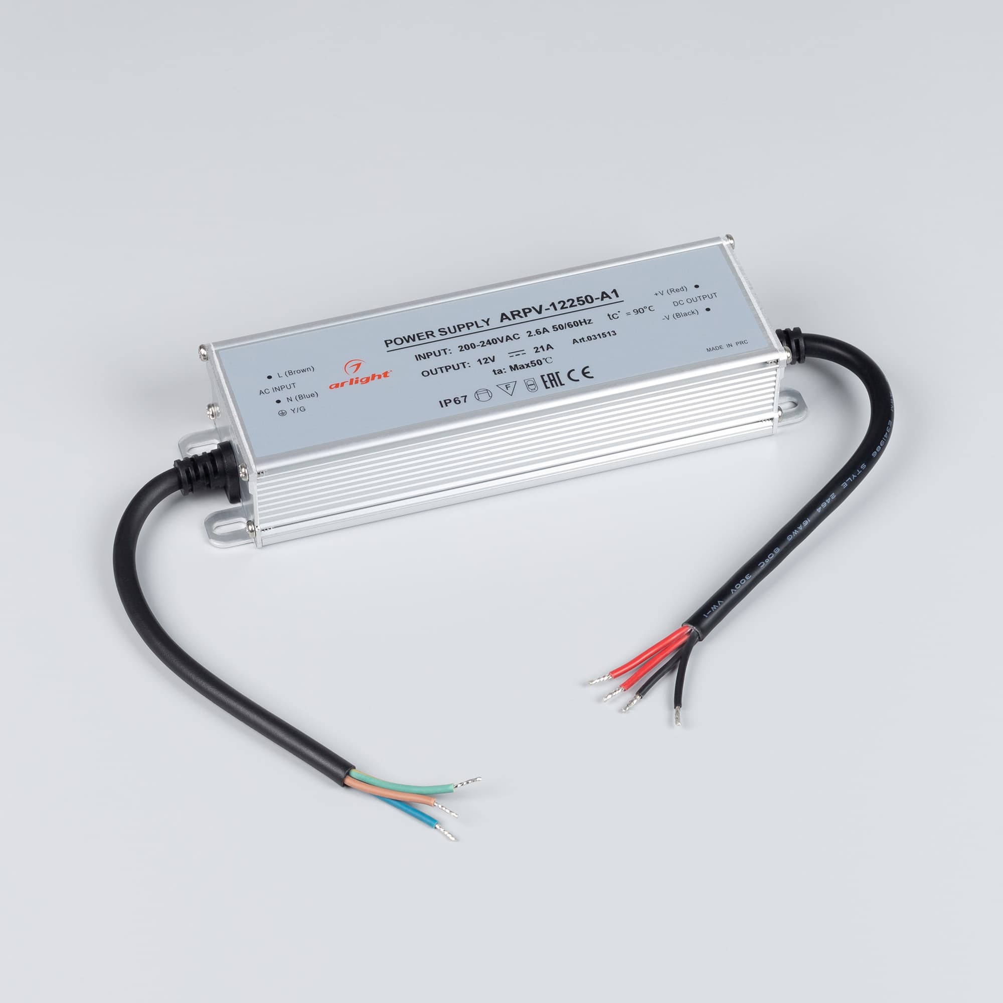 Блок питания ARPV-12250-A1 (12V, 21A, 252W) (ARL, IP67 Металл, 3 года)