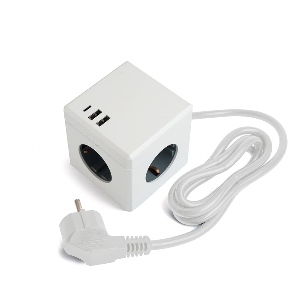 Удлинитель 3-местный с/з 3x1мм2 1.5м 250В 16А 2USB+1С 5V 3.1А Comfort белый
