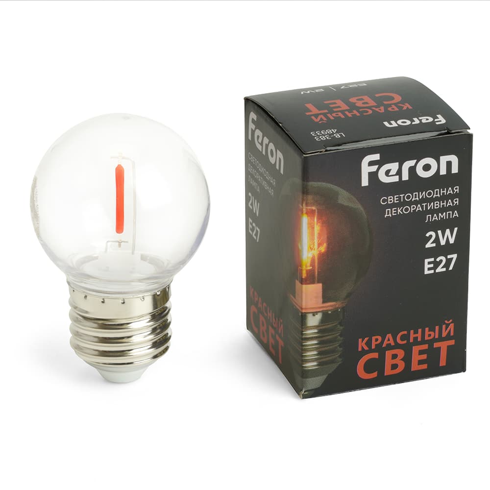 Лампа светодиодная LED 2вт Е27 красный шар