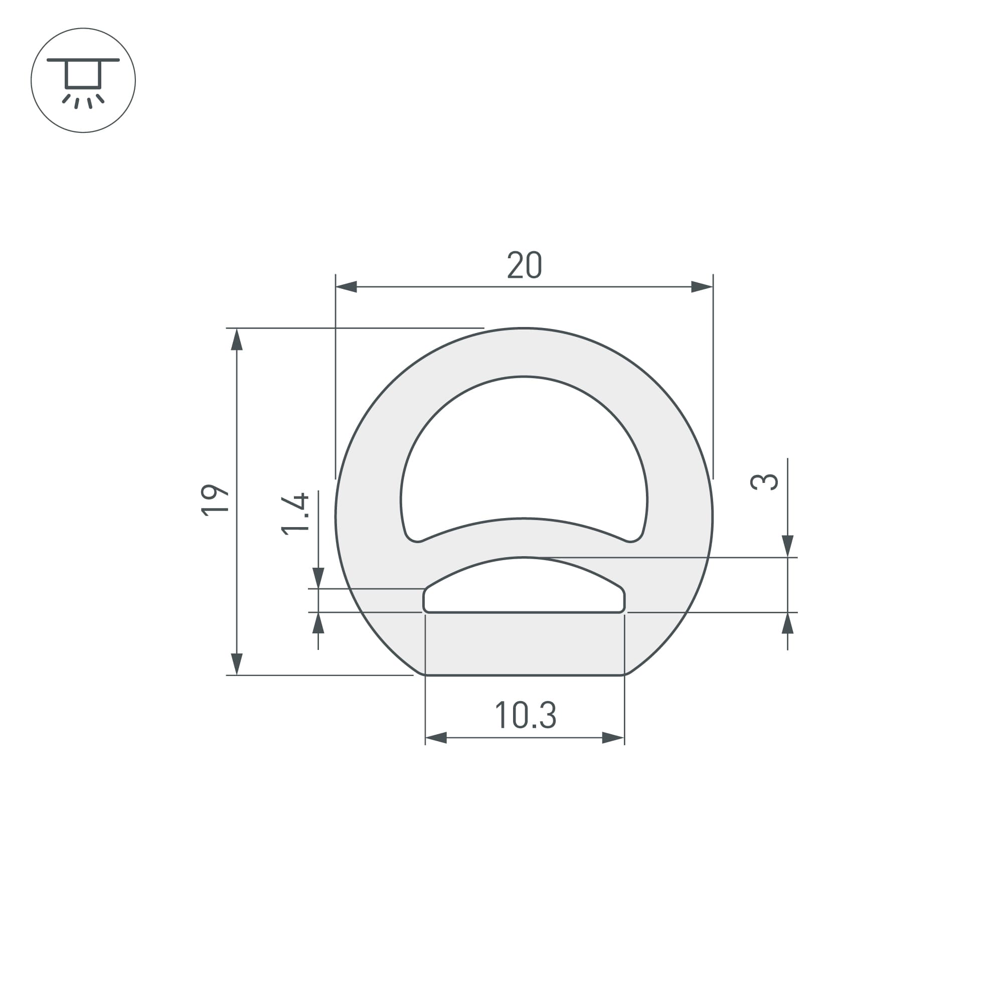 Профиль силиконовый WPH-FLEX-D20-TOP-S10-20m WHITE (Силикон)