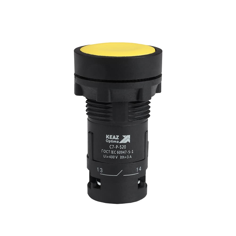 Кнопка OptiSignal Compact D22 C7-P-502 желтая 2НЗ XB7NA54