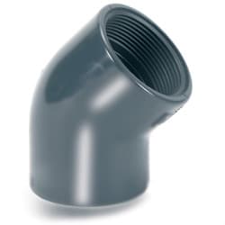 Угол 45 градусов 1'1/4 ВР PVC-U PN16 с внутренней резьбой COMER (Италия)