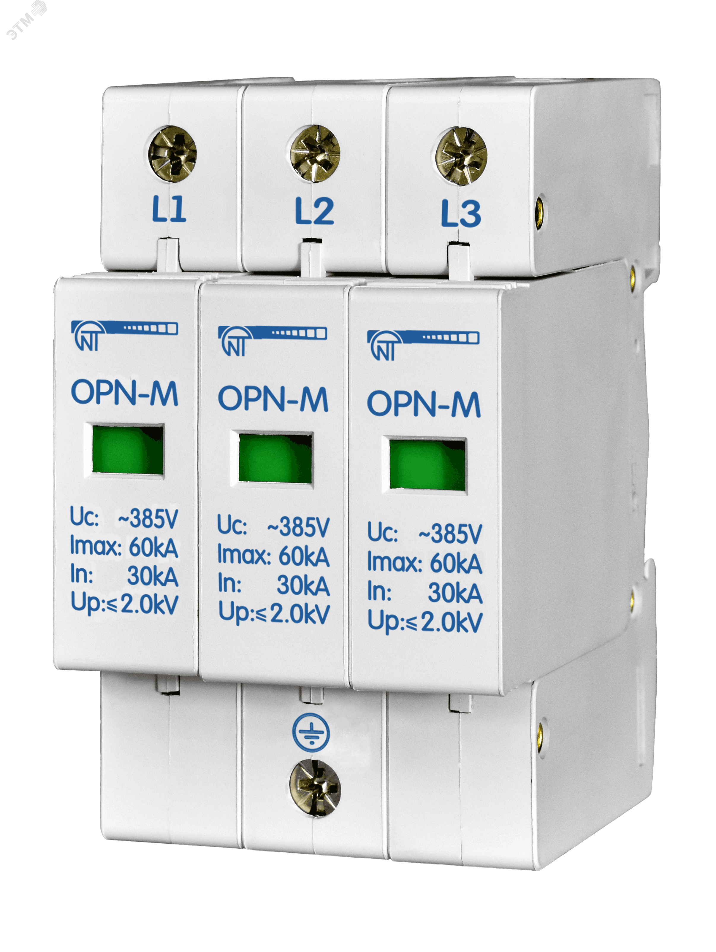 Ограничитель перенапряжения 3 модуля 380В In10kA OPN-M (3S)10kA
