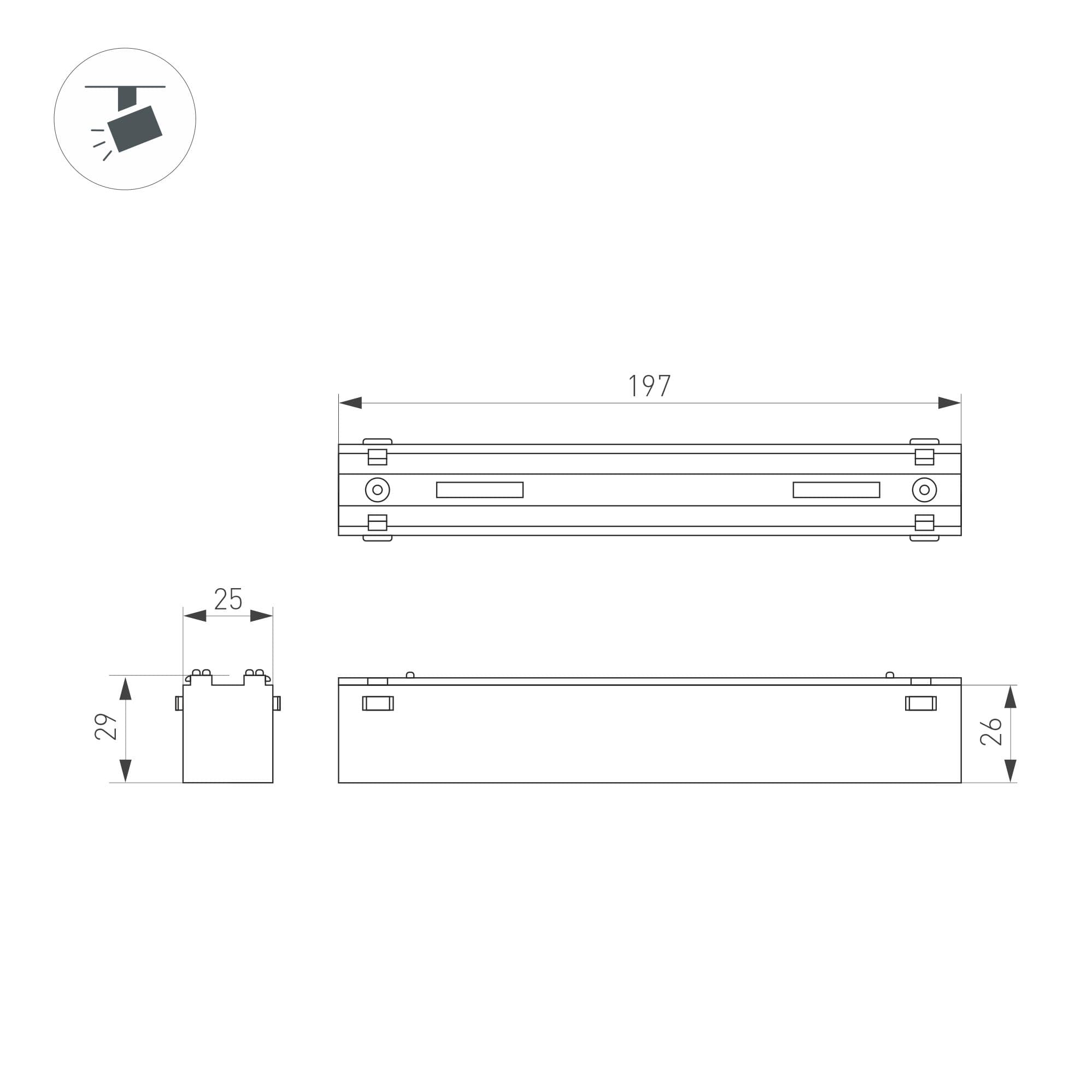 Профиль-держатель PHS-3X-BASE-H4.3-2000 ANOD (ARL, Алюминий)
